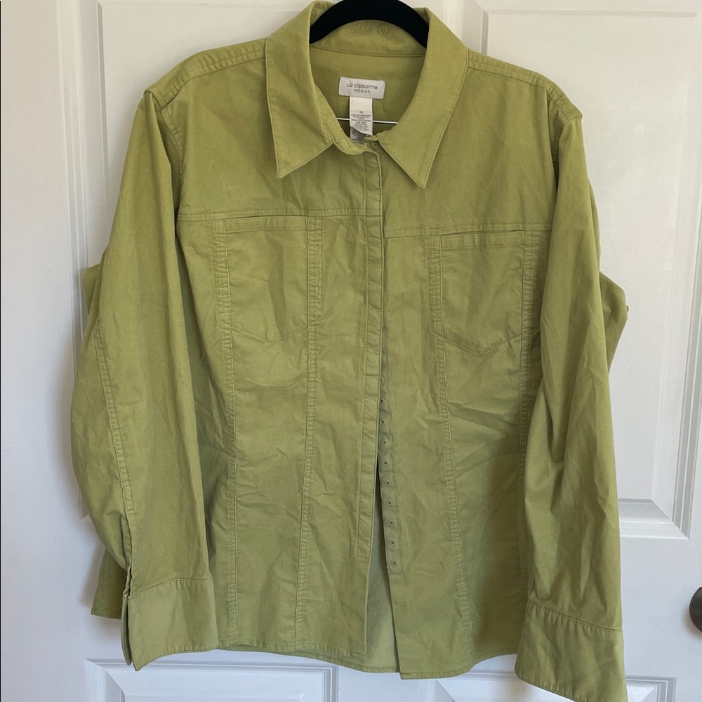 Liz Claiborne 1X Chartreuse Corduroy Button Front Jacket NWT - Picture 6 of 9